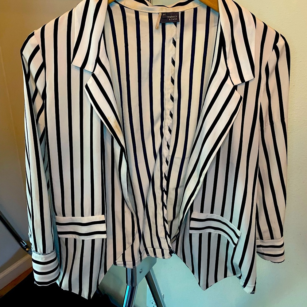 Off white and black stripe blazer By Sparkle & Fade
